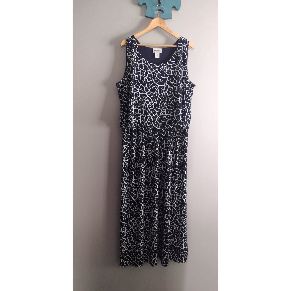 Anthony Richards Navy Blue Sleeveless Printed Maxi Dress Plus Size 2X
